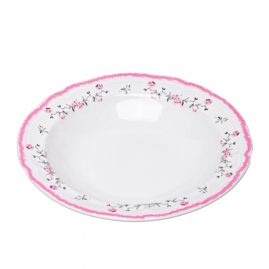 Prato Avulso 21cm Fundo Florescer Rosa Cerâmica 